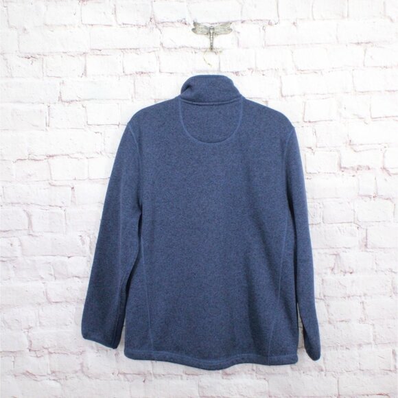 LL Bean Sweater Fleece Full Zip Jacket Smooth Rugged Bright Navy Size L - Picture 9 of 10